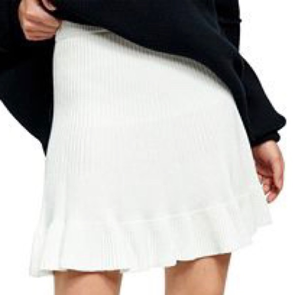Free People Dresses & Skirts - Free People Solid Gold Ribbed Cream Sweater Skirt